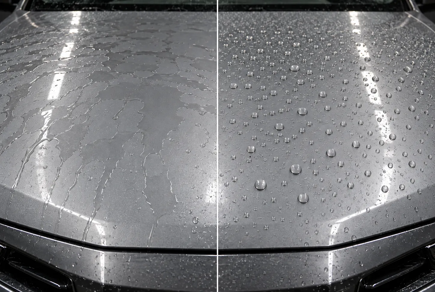 Imagen ilustrativa: agua extendida sobre un cofre y, al lado, agua en gotas