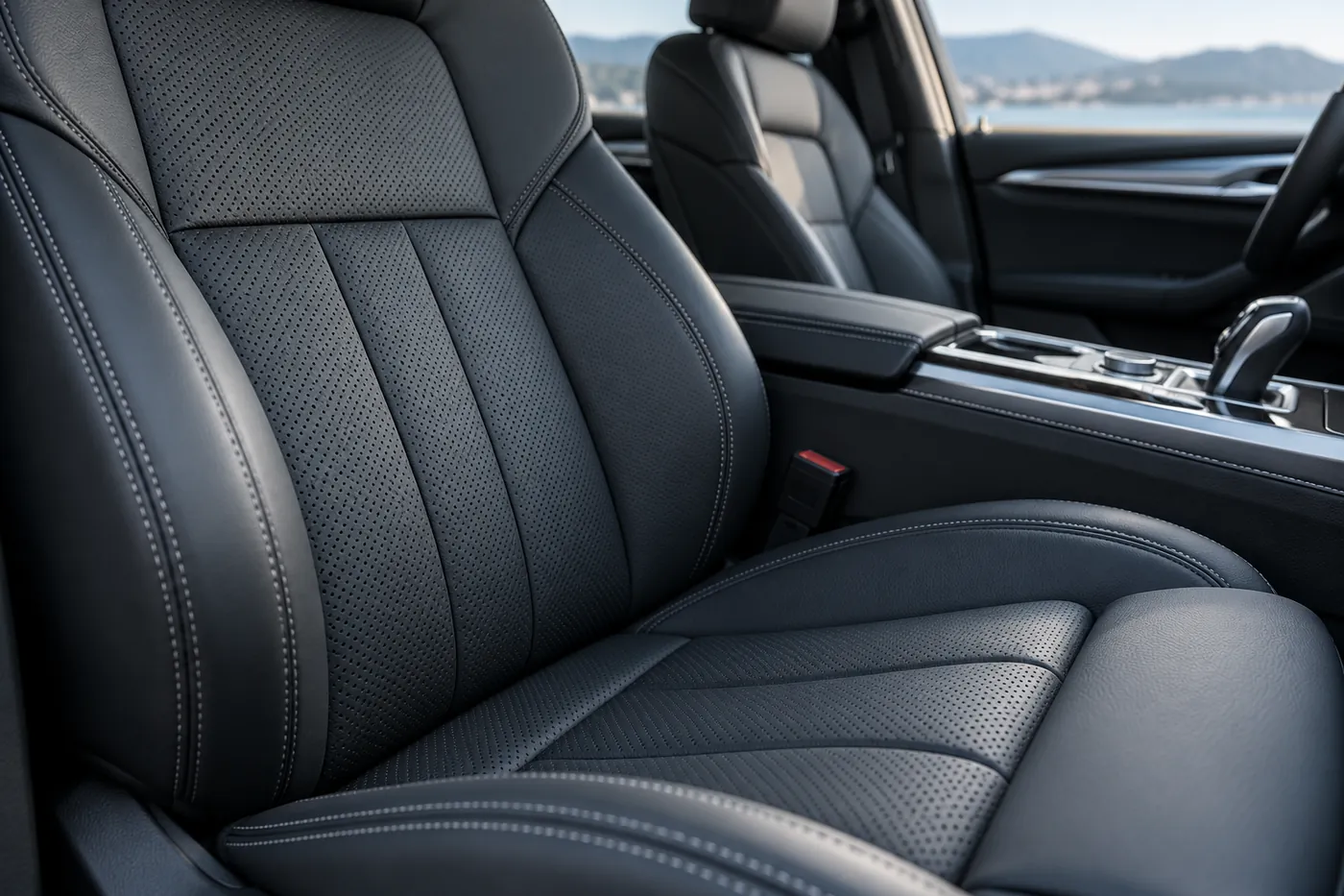 Asientos de piel en el interior de un auto